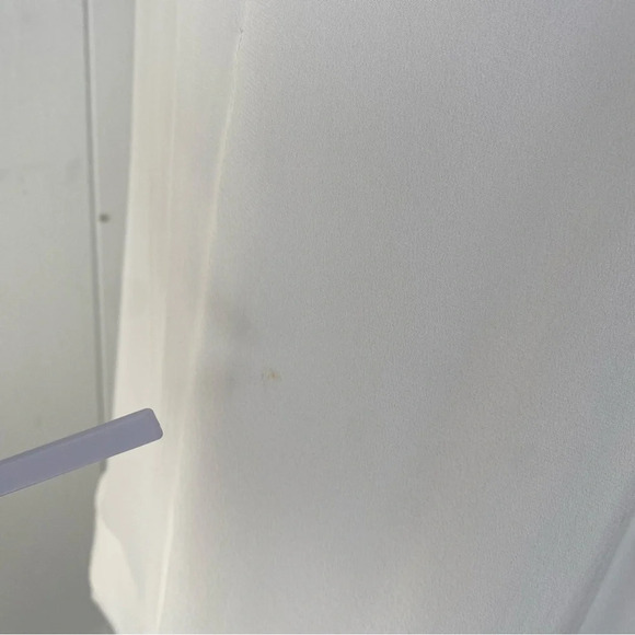 PRADA Silk Crepe De Chine Scalloped Hem Sleeveless Top Blouse Ivory Sz 44 Flaws* - Picture 9 of 16